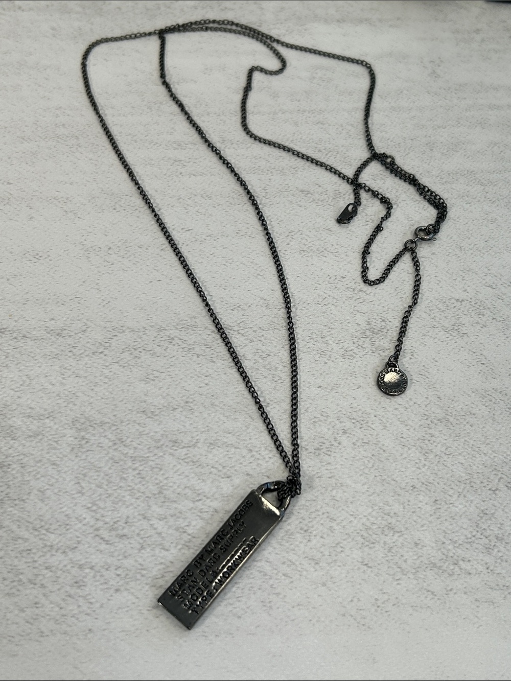 Unisex Marc By Marc Jacobs Gunmetal Tag Pendant Necklace